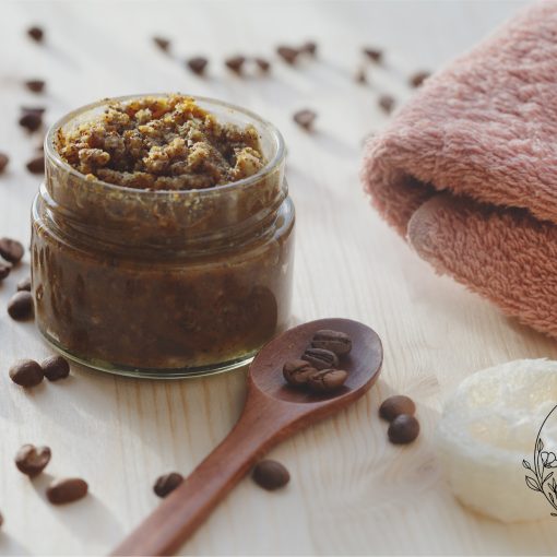 Selbstgemachtes Zucker klaffe Peeling mit Kokosnuss öl in einem Glas