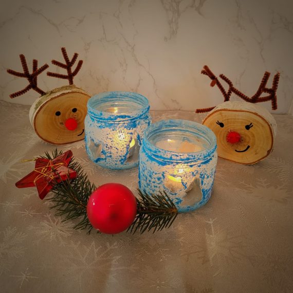 Weihnachtliche Teelichter mit Natron