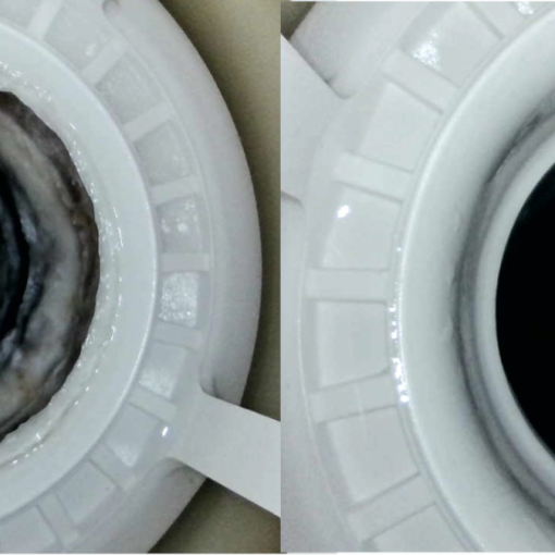 Vorher und Nachher Bild von Entkalken eines Boilers mit Swiss Turbo